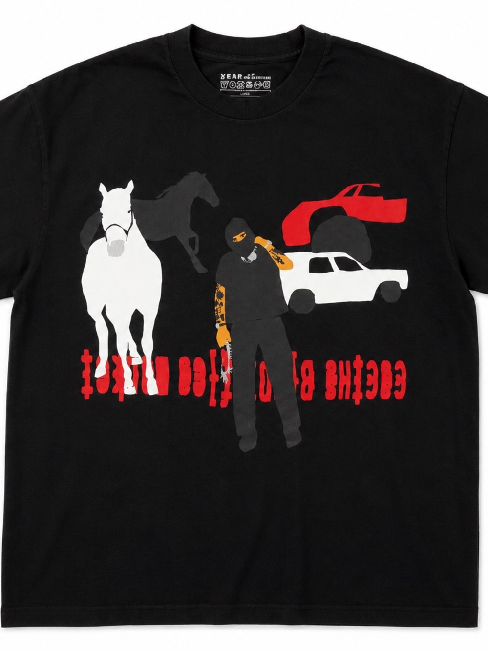 Cactus Jack by Travis Scott Black Tee with Red, White & Orange Graphic